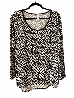 LuLaRoe Black Long-Sleeve Top with White Polka Dots
